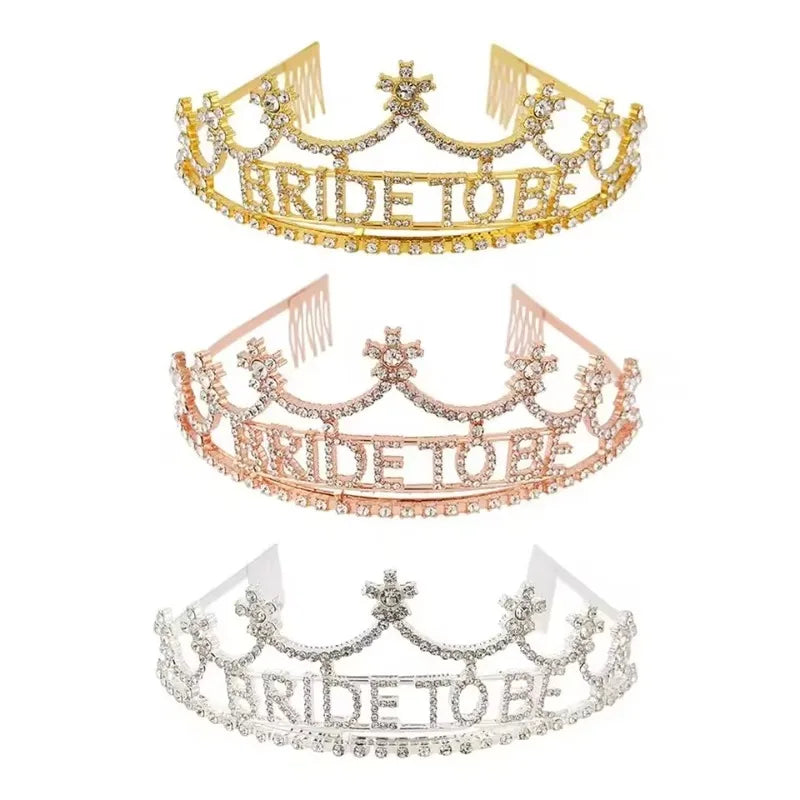 Rhinestone Bride To Be Crown & Sash Set