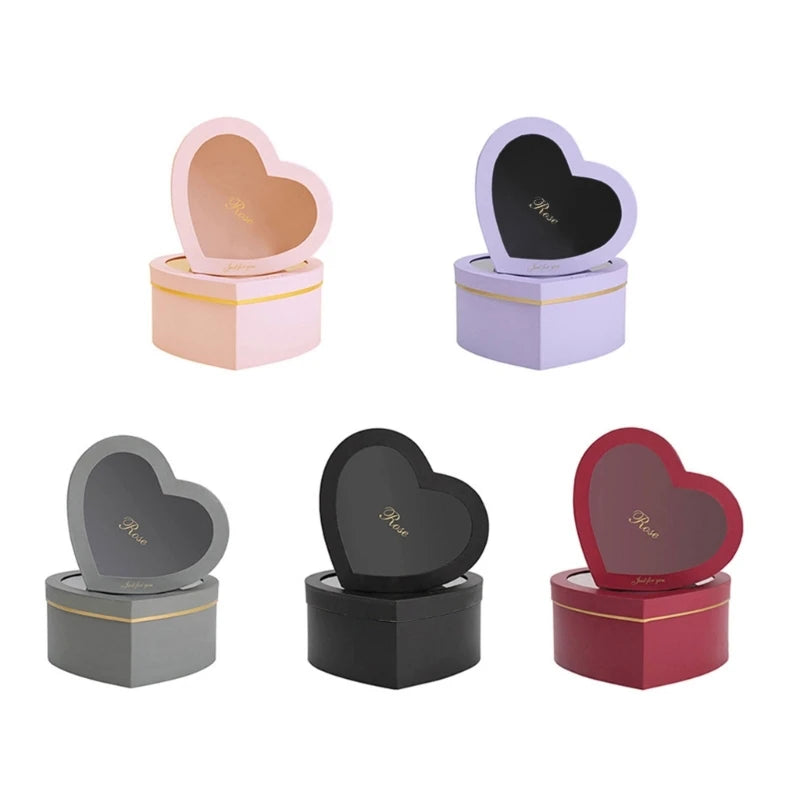 Heart Shaped Luxury Flower Box — Transparent Lid (Set of 2)