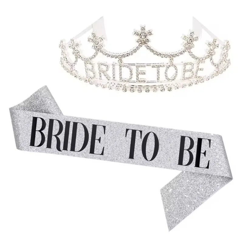 Rhinestone Bride To Be Crown & Sash Set