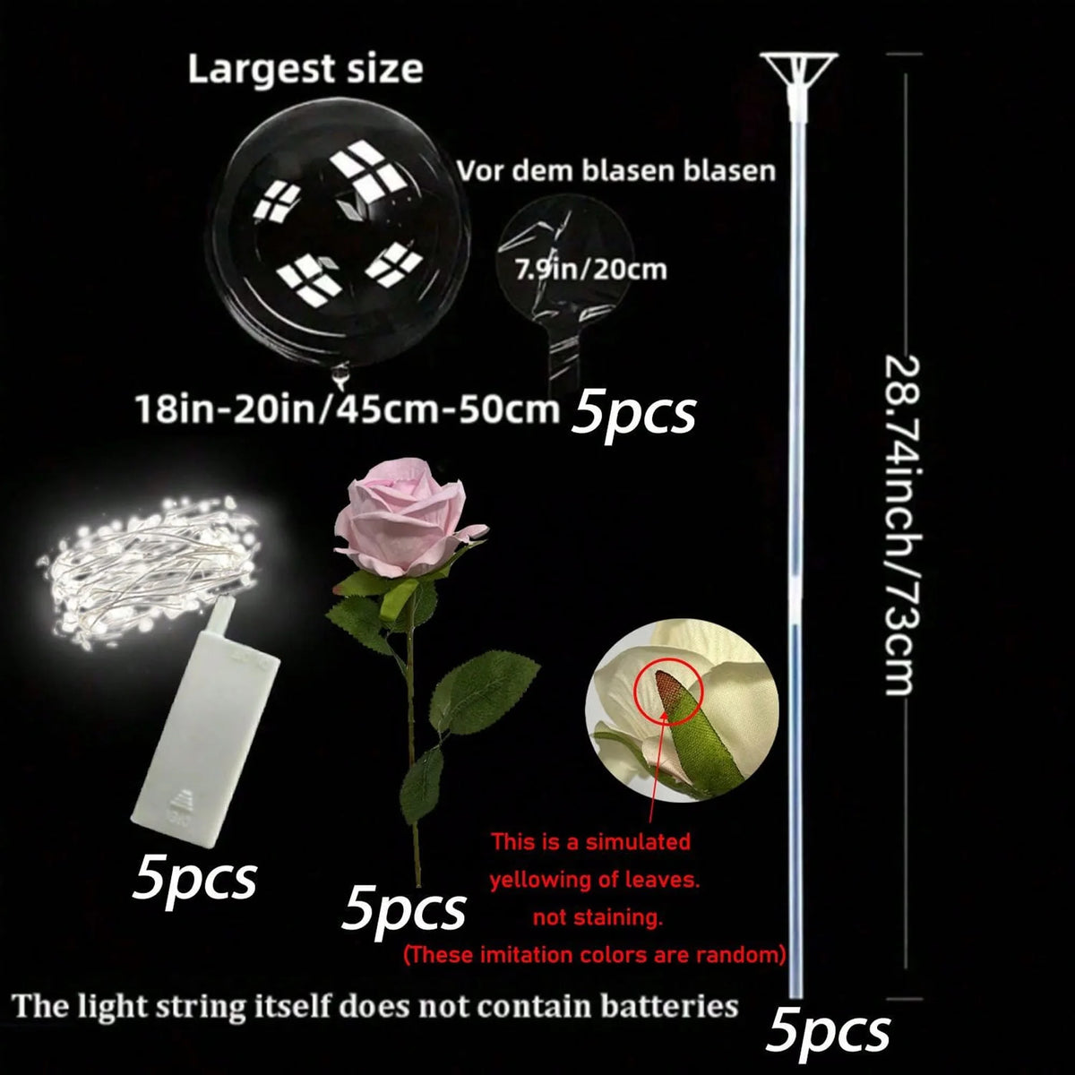 LED Rose Bouquet with Light-Up Balloon | Wedding & Party Decoration