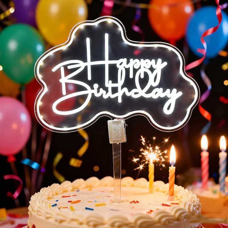 LED Happy Birthday Cake Topper | Light Up Party Decoration