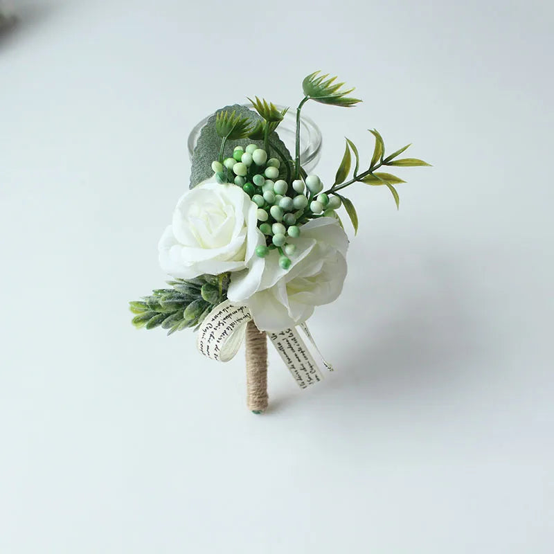 Silk Rose Wrist Corsage & Boutonniere