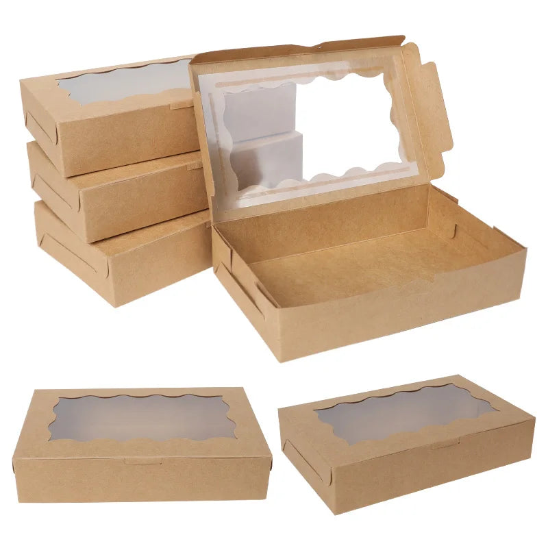 Kraft Window Gift Boxes — Candy, Cookie & Bakery Packaging (5, 10 or 20 Pack)