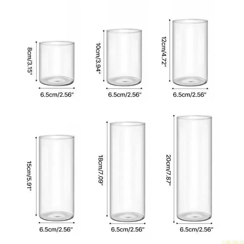 Clear Glass Cylinder Vases for Centrepieces — Wedding and Party Decoration (8cm to 18cm)