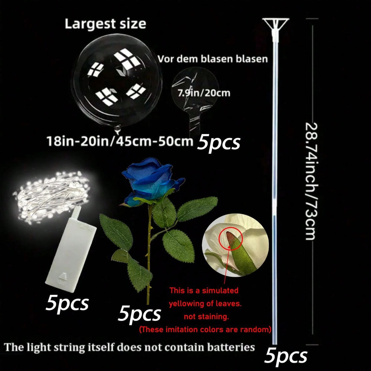 LED Rose Bouquet with Light-Up Balloon | Wedding & Party Decoration