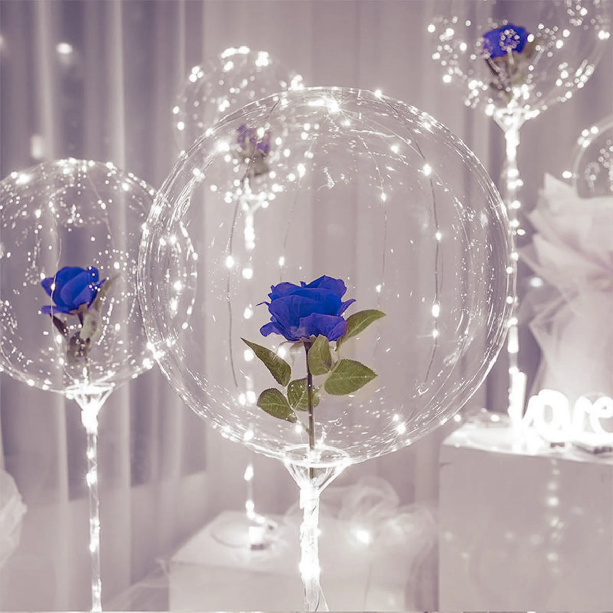 LED Rose Bouquet with Light-Up Balloon | Wedding & Party Decoration