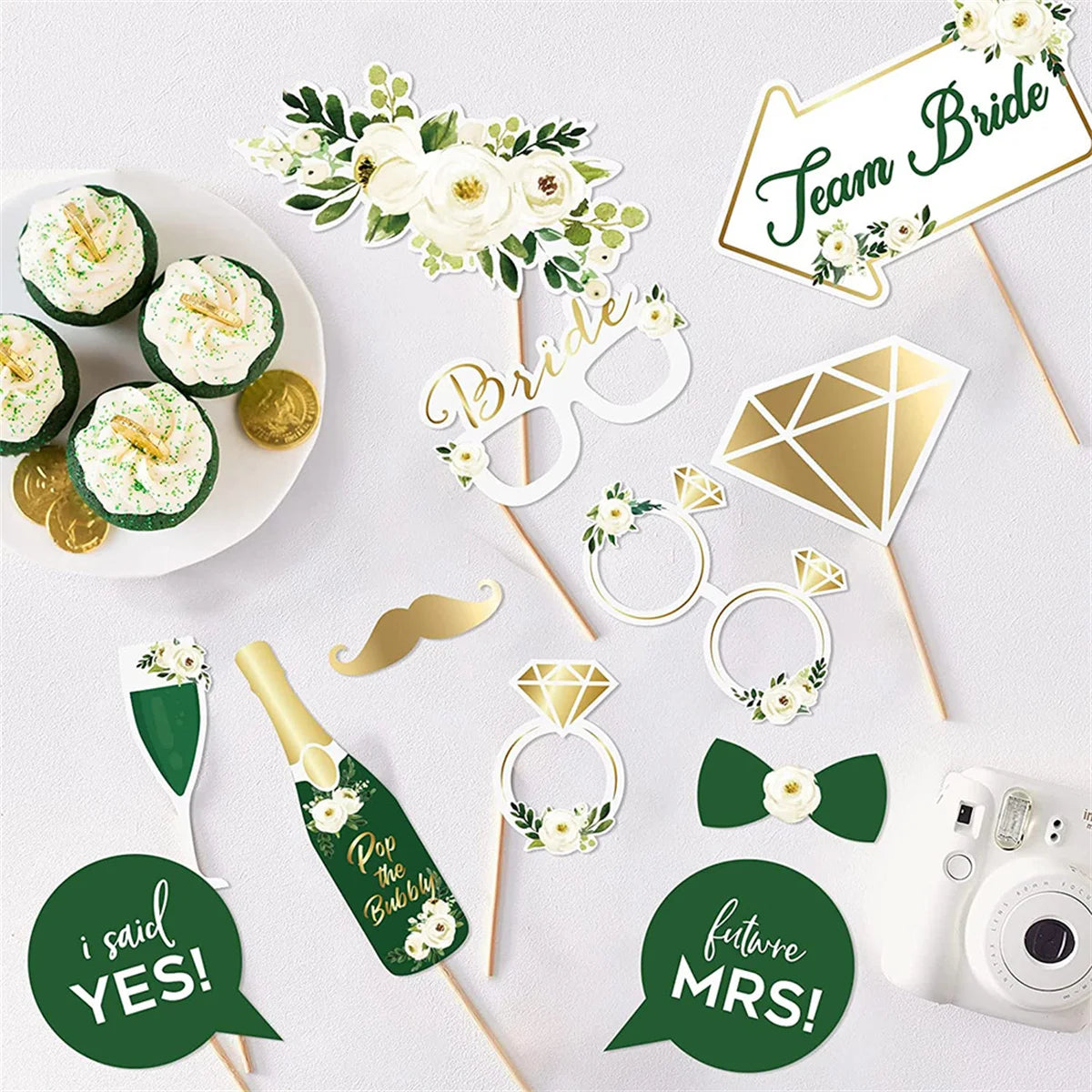 Wedding Photo Booth Props Set — Hen Party and Bridal Shower Decorations (12pcs)