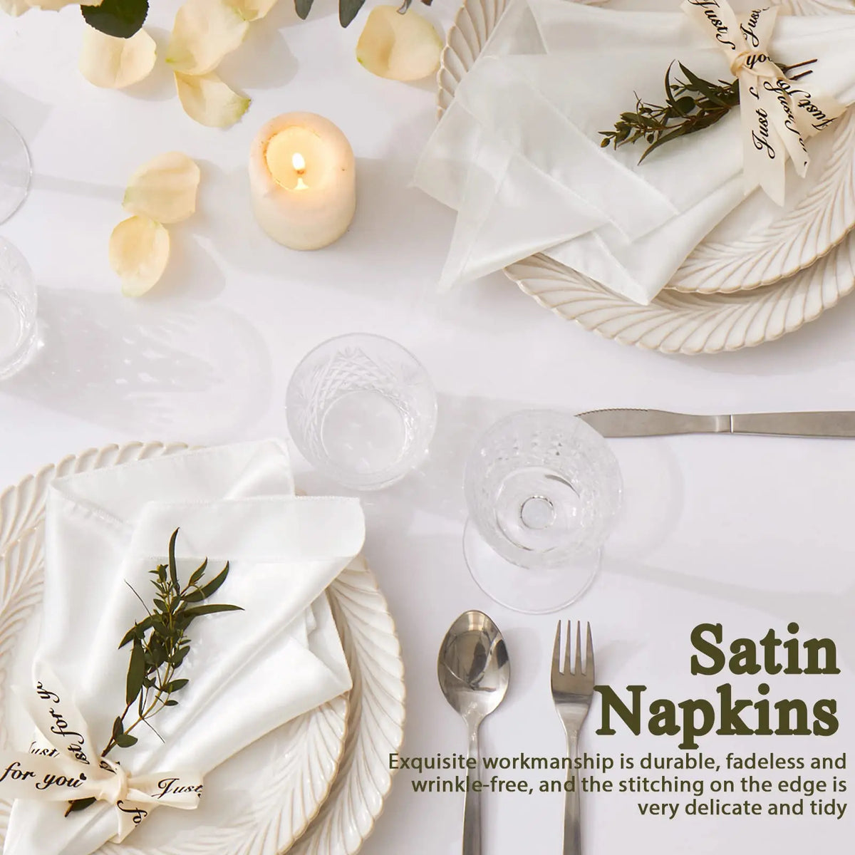 Satin Dinner Napkins 30x30cm — Wedding and Party Table Decoration (Pack of 24)