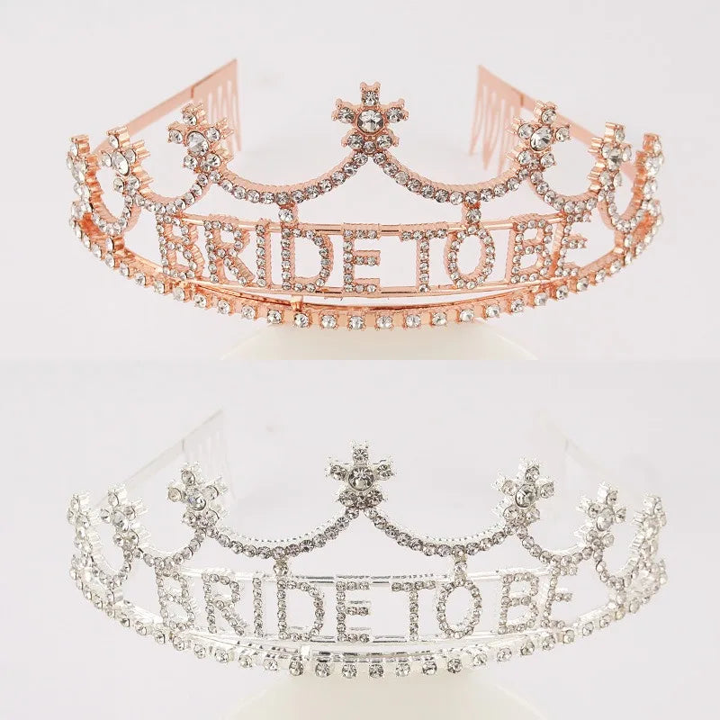 Rhinestone Bride To Be Crown & Sash Set