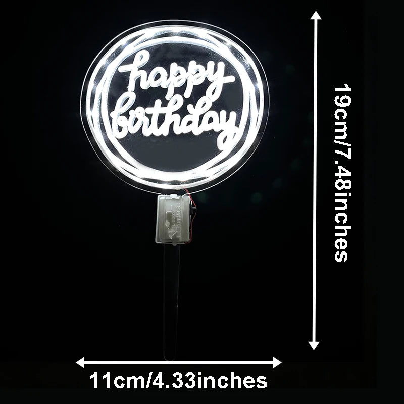LED Happy Birthday Cake Topper | Light Up Party Decoration