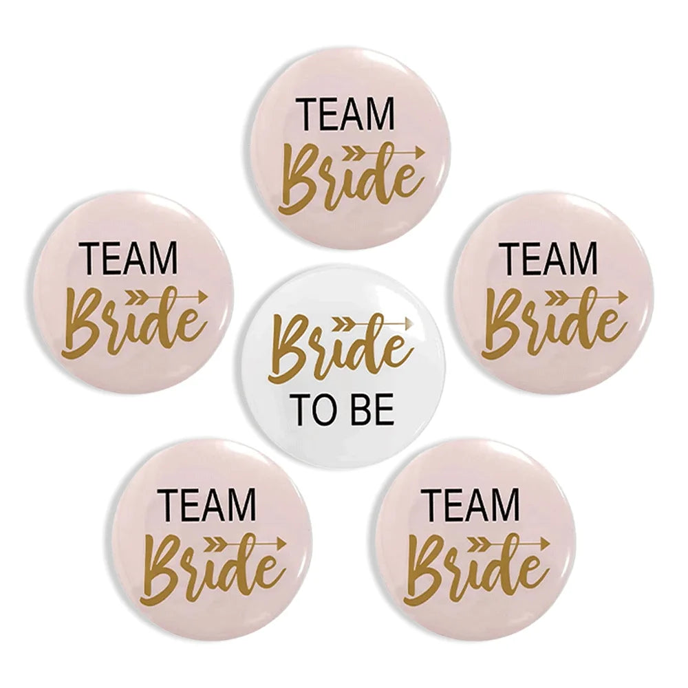 Bride to Be & Team Bride Groom Button Badge Set