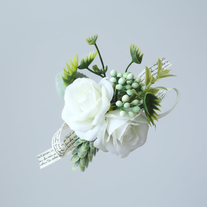 Silk Rose Wrist Corsage & Boutonniere