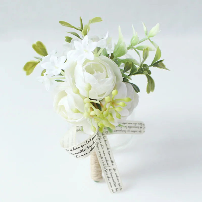Silk Rose Wrist Corsage & Boutonniere