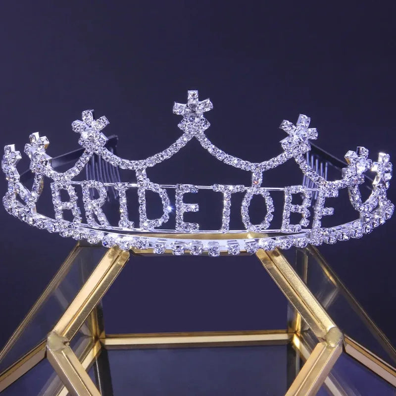Rhinestone Bride To Be Crown & Sash Set