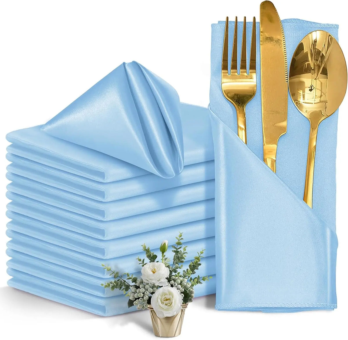 Satin Dinner Napkins 30x30cm — Wedding and Party Table Decoration (Pack of 24)