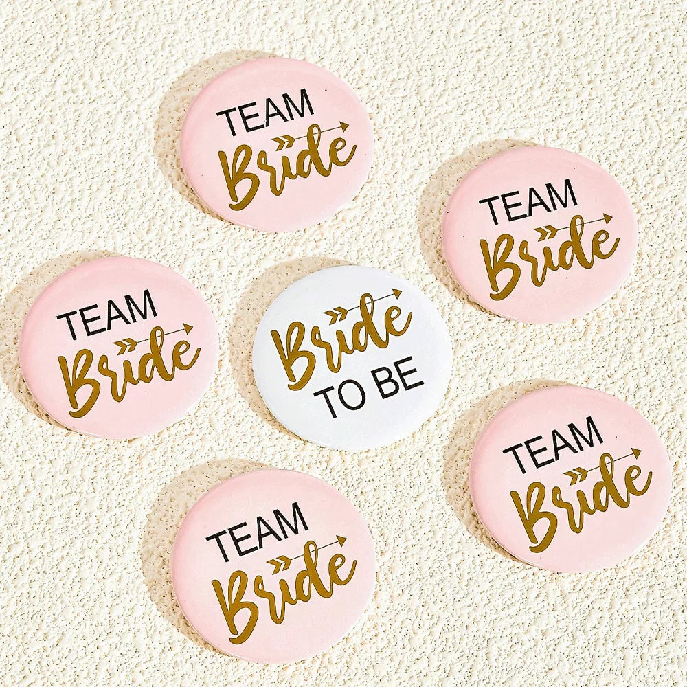 Bride to Be & Team Bride Groom Button Badge Set