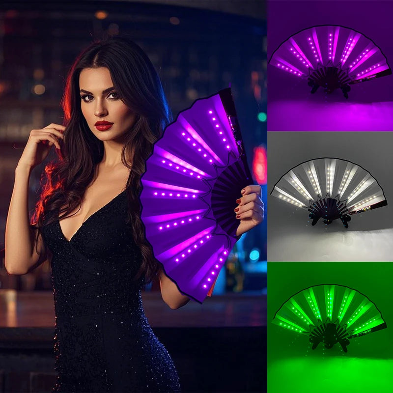 LED Folding Fan | Glow Hand Fan for Rave, Party & Stage Performance