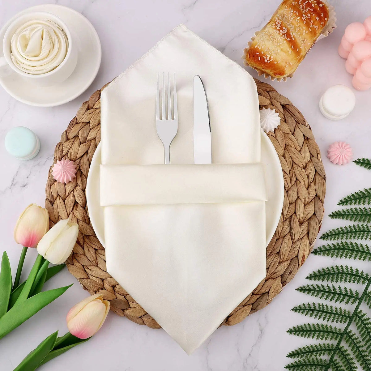 Satin Dinner Napkins 30x30cm — Wedding and Party Table Decoration (Pack of 24)