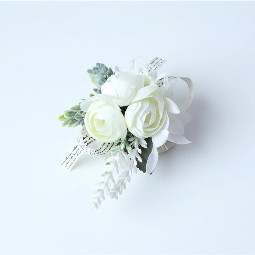 Silk Rose Wrist Corsage & Boutonniere