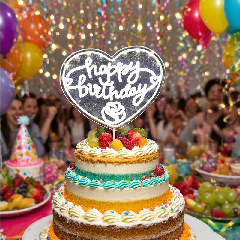 LED Happy Birthday Cake Topper | Light Up Party Decoration