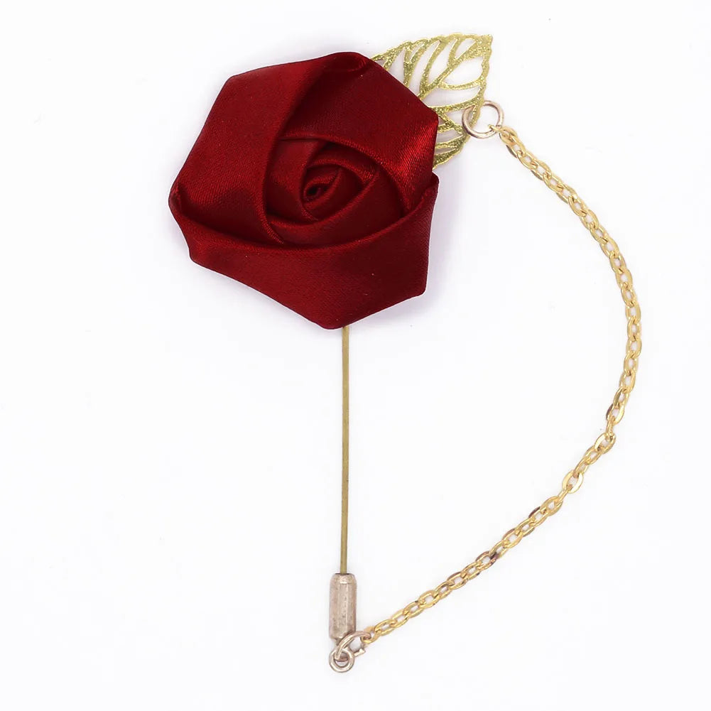 Burgundy Rose Boutonniere & Brooch