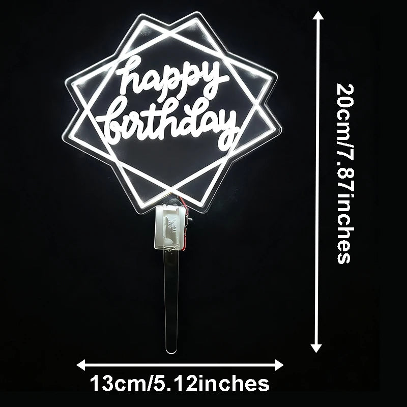 LED Happy Birthday Cake Topper | Light Up Party Decoration
