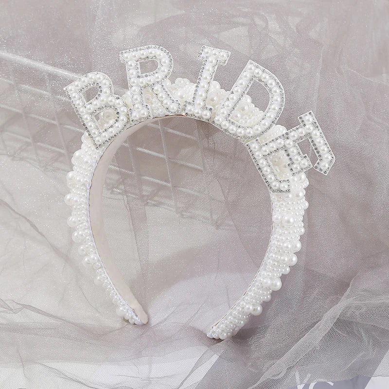 Bride To Be Bridal Party Accessories – Sash, Veil, Pearl Headband & Bridal Slides