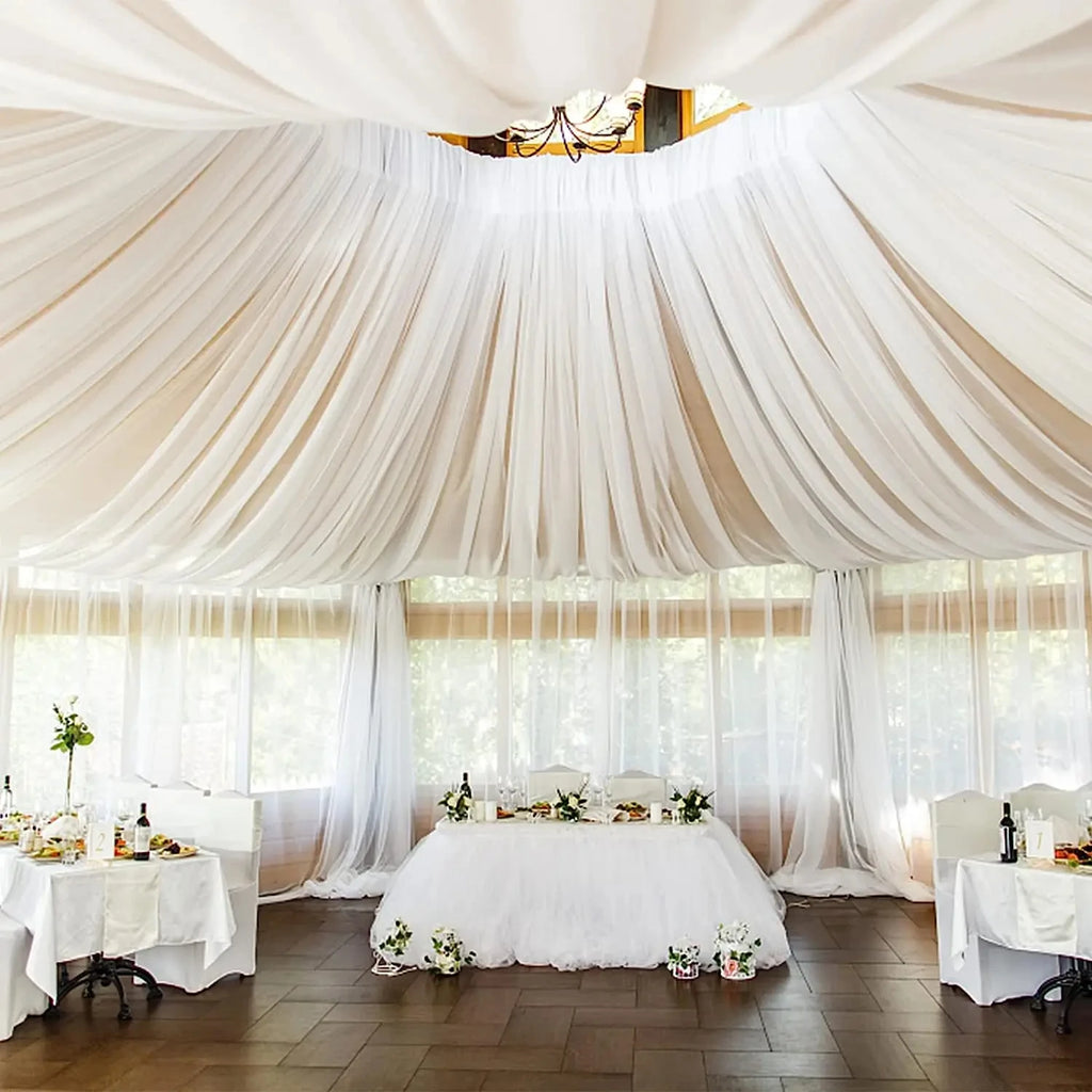 Wedding Ceiling Drape Curtains — Sheer Fabric Backdrop for Wedding and Event Decoration