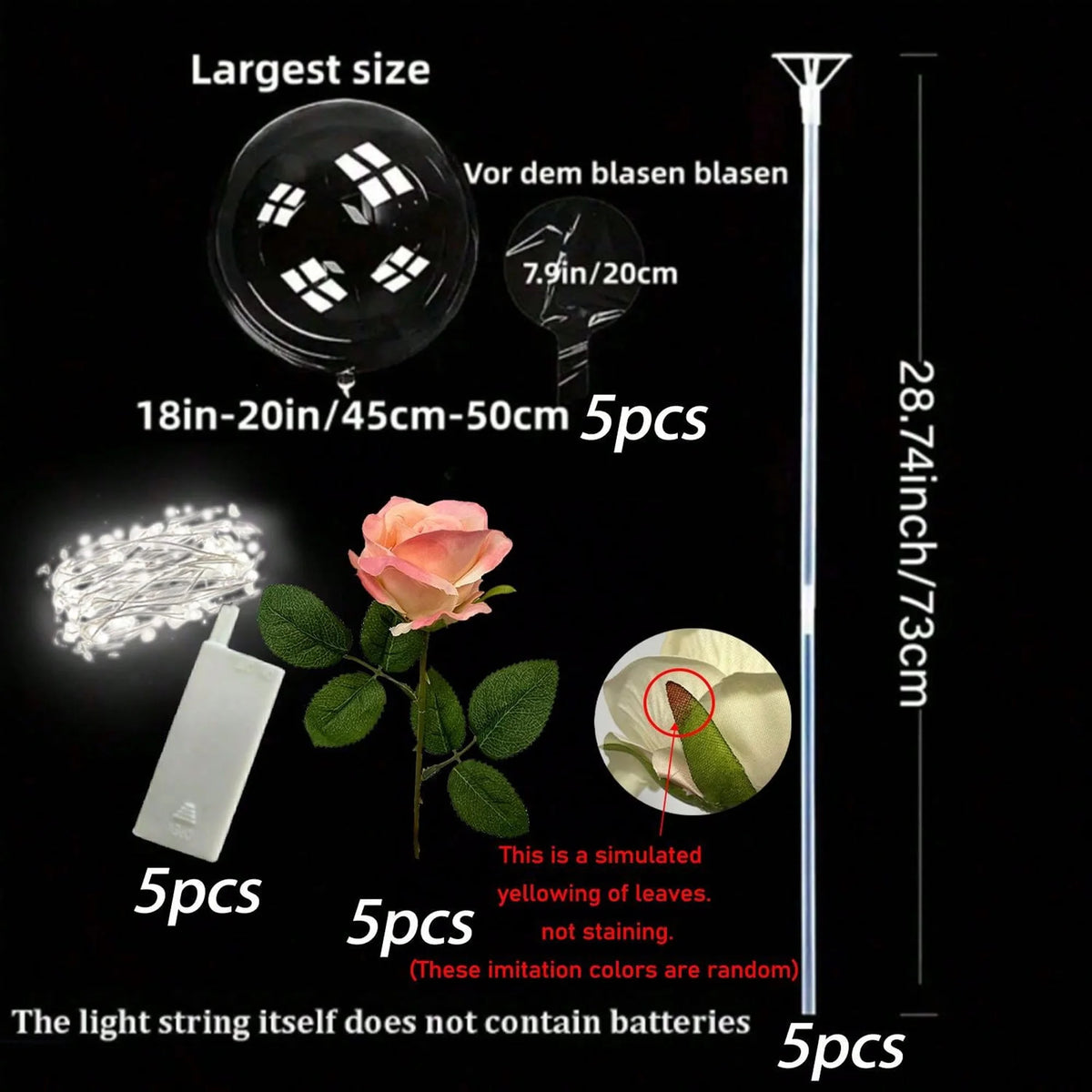 LED Rose Bouquet with Light-Up Balloon | Wedding & Party Decoration