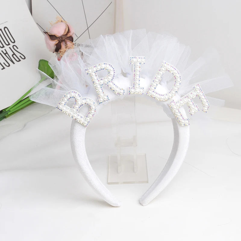 Bride To Be Bridal Party Accessories – Sash, Veil, Pearl Headband & Bridal Slides