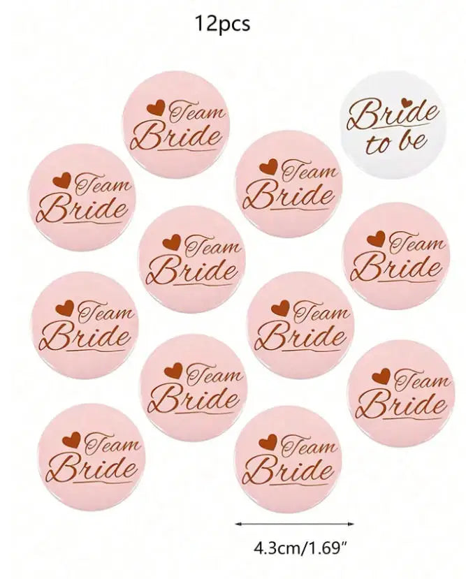 12pcs Bridal Team Badge Set