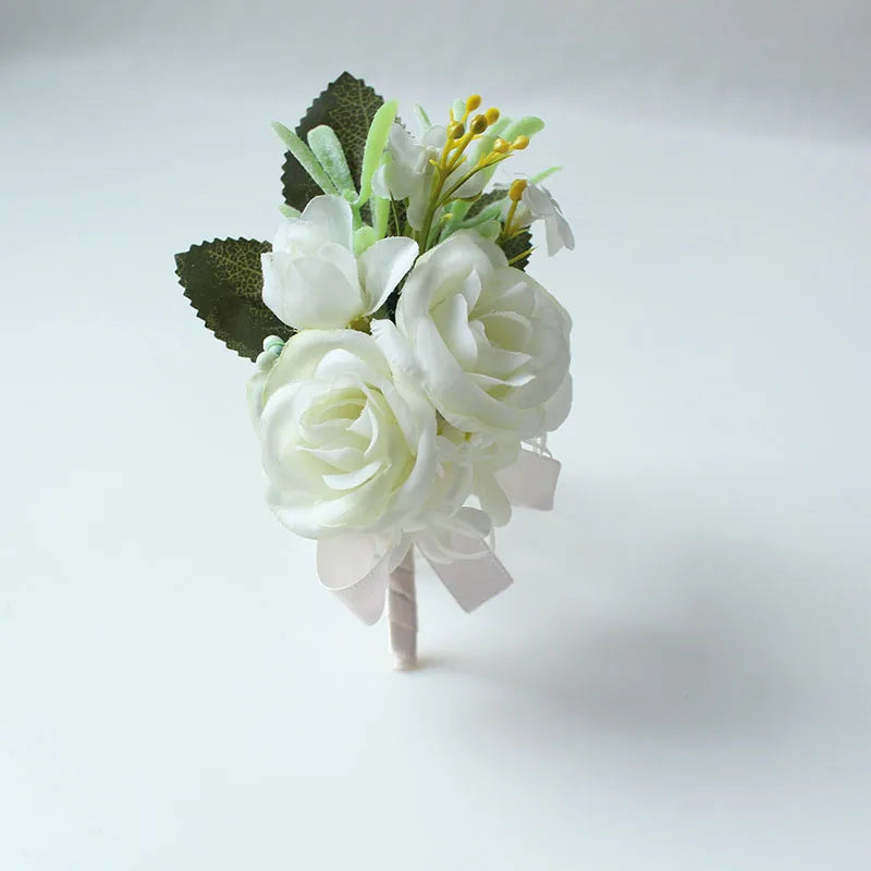 Silk Rose Wrist Corsage & Boutonniere