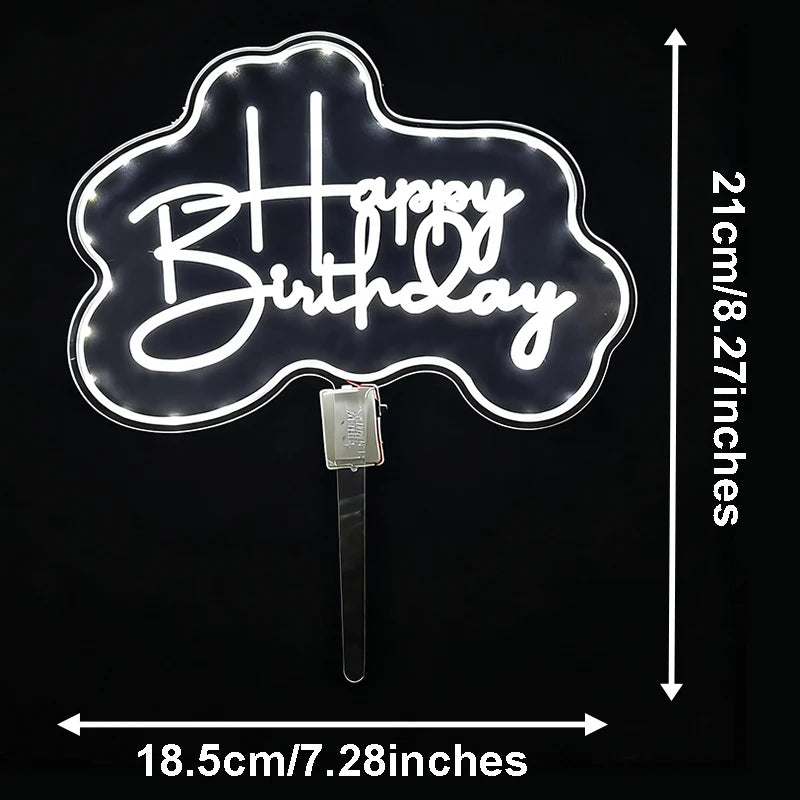 LED Happy Birthday Cake Topper | Light Up Party Decoration