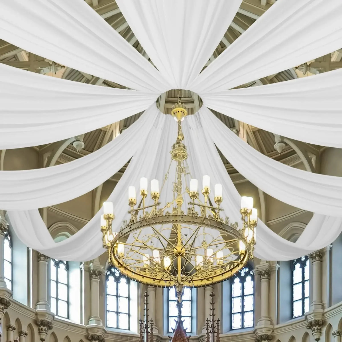 Wedding Ceiling Drape Curtains — Sheer Fabric Backdrop for Wedding and Event Decoration