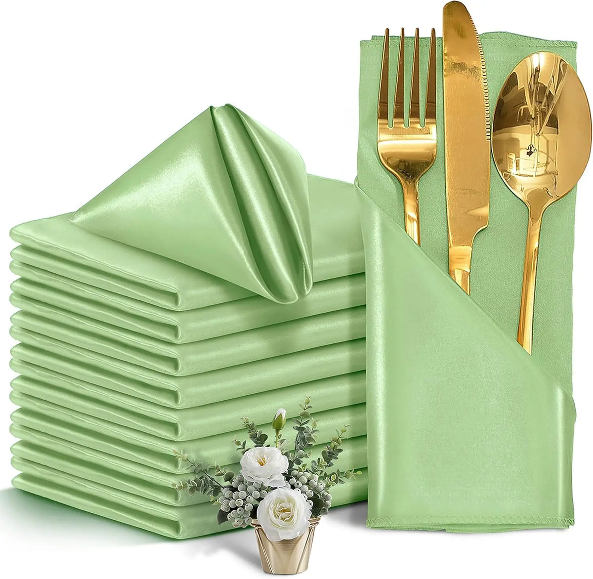 Satin Dinner Napkins 30x30cm — Wedding and Party Table Decoration (Pack of 24)
