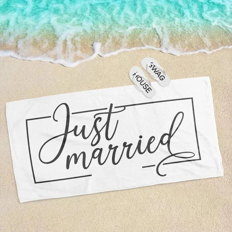Just Married Beach Towel – Newlywed Honeymoon Gift