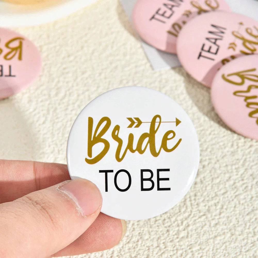 Bride to Be & Team Bride Groom Button Badge Set