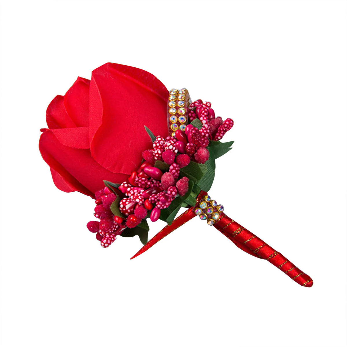 Wedding Boutonniere & Wrist Corsage – Artificial Silk Rose Buttonhole for Groom & Bridal Party