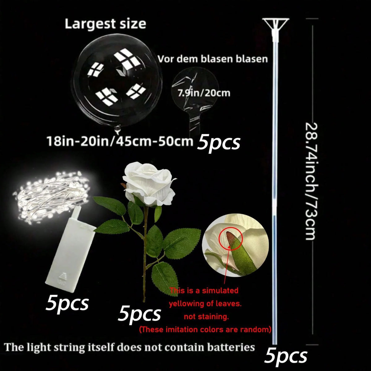 LED Rose Bouquet with Light-Up Balloon | Wedding & Party Decoration