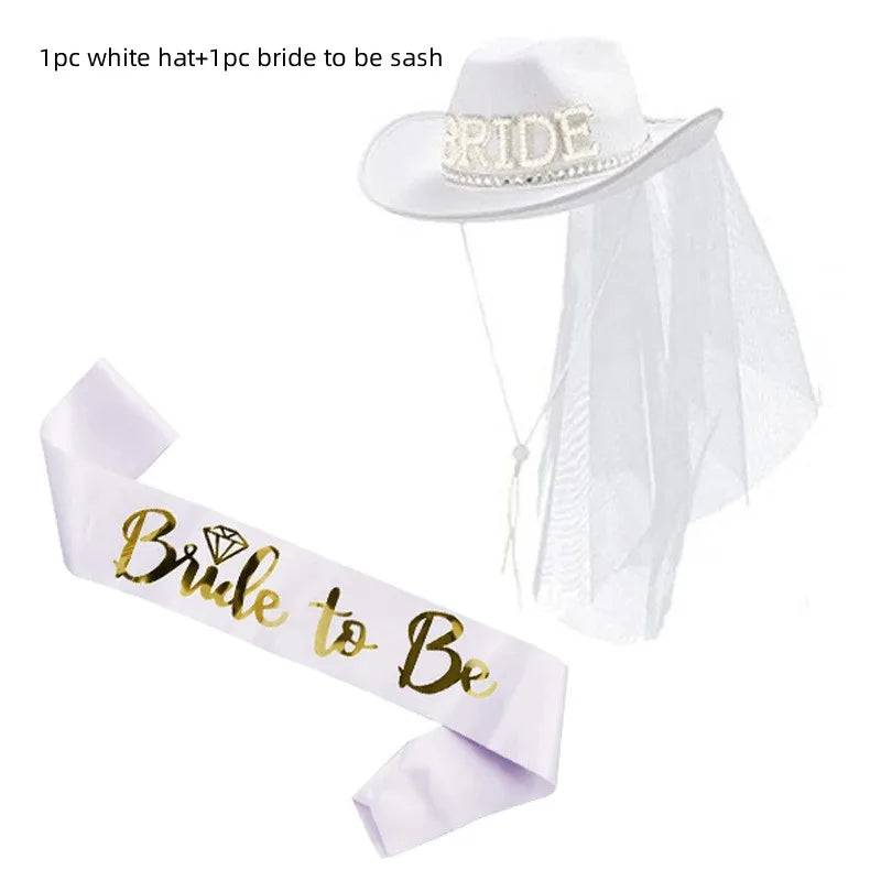 Bride to Be Satin Sash and Hat Set