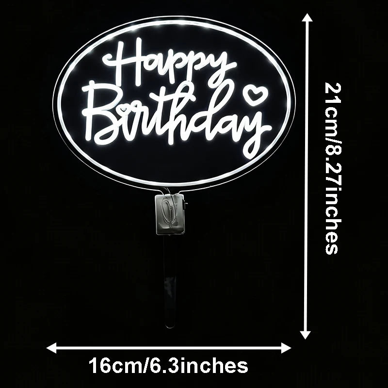 LED Happy Birthday Cake Topper | Light Up Party Decoration