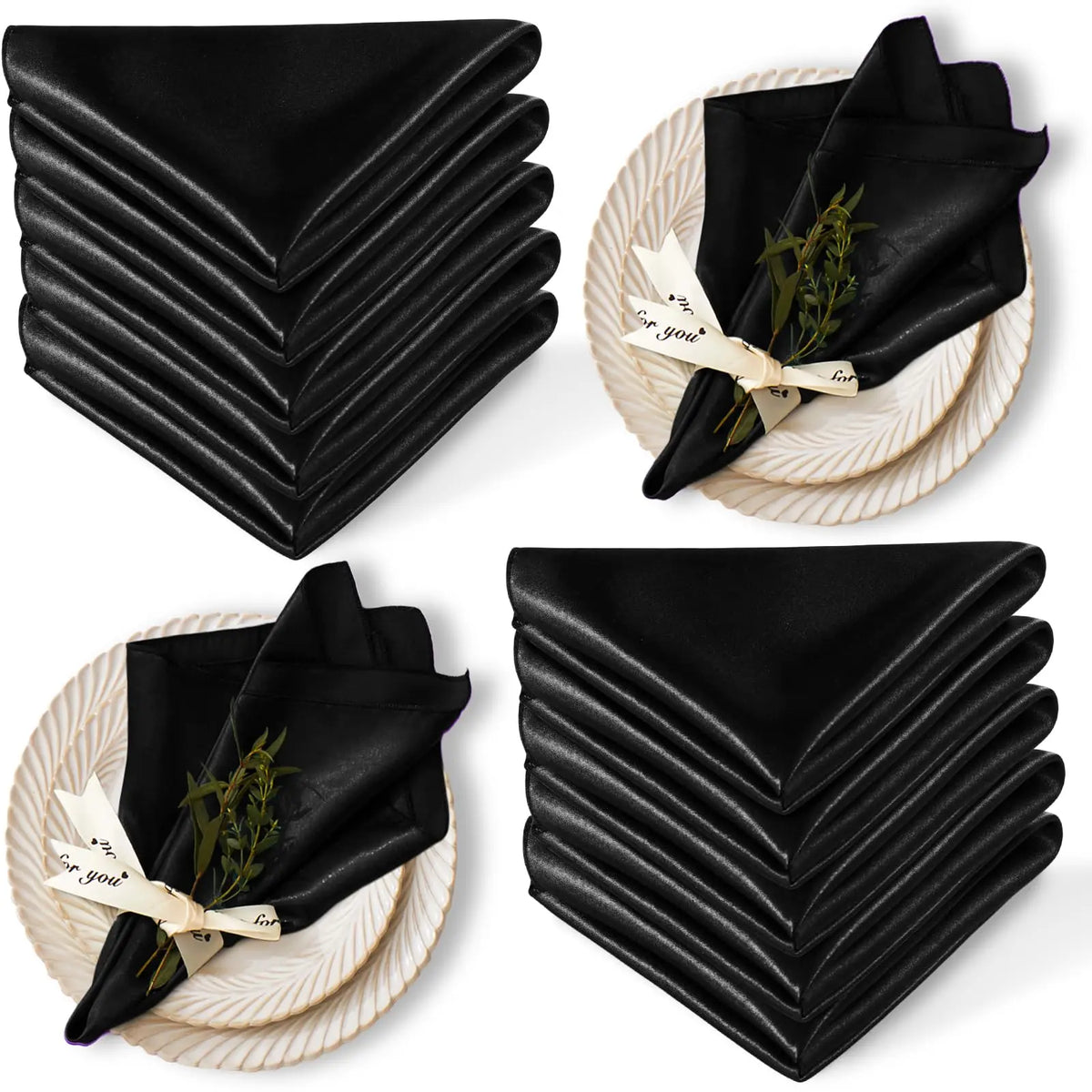 Satin Dinner Napkins 30x30cm — Wedding and Party Table Decoration (Pack of 24)
