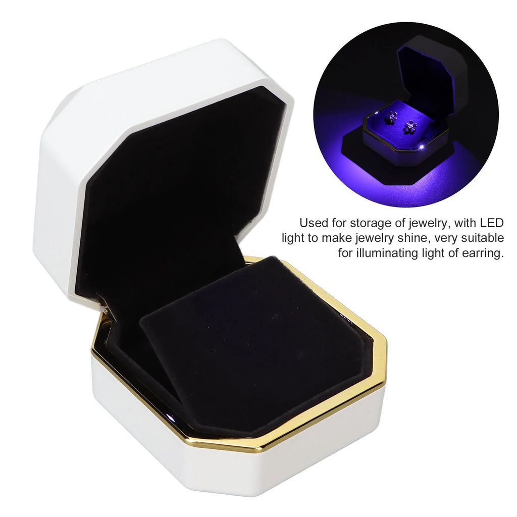 LED Lighted Jewellery Gift Box — Earring & Ear Stud Display Case (Black or White)