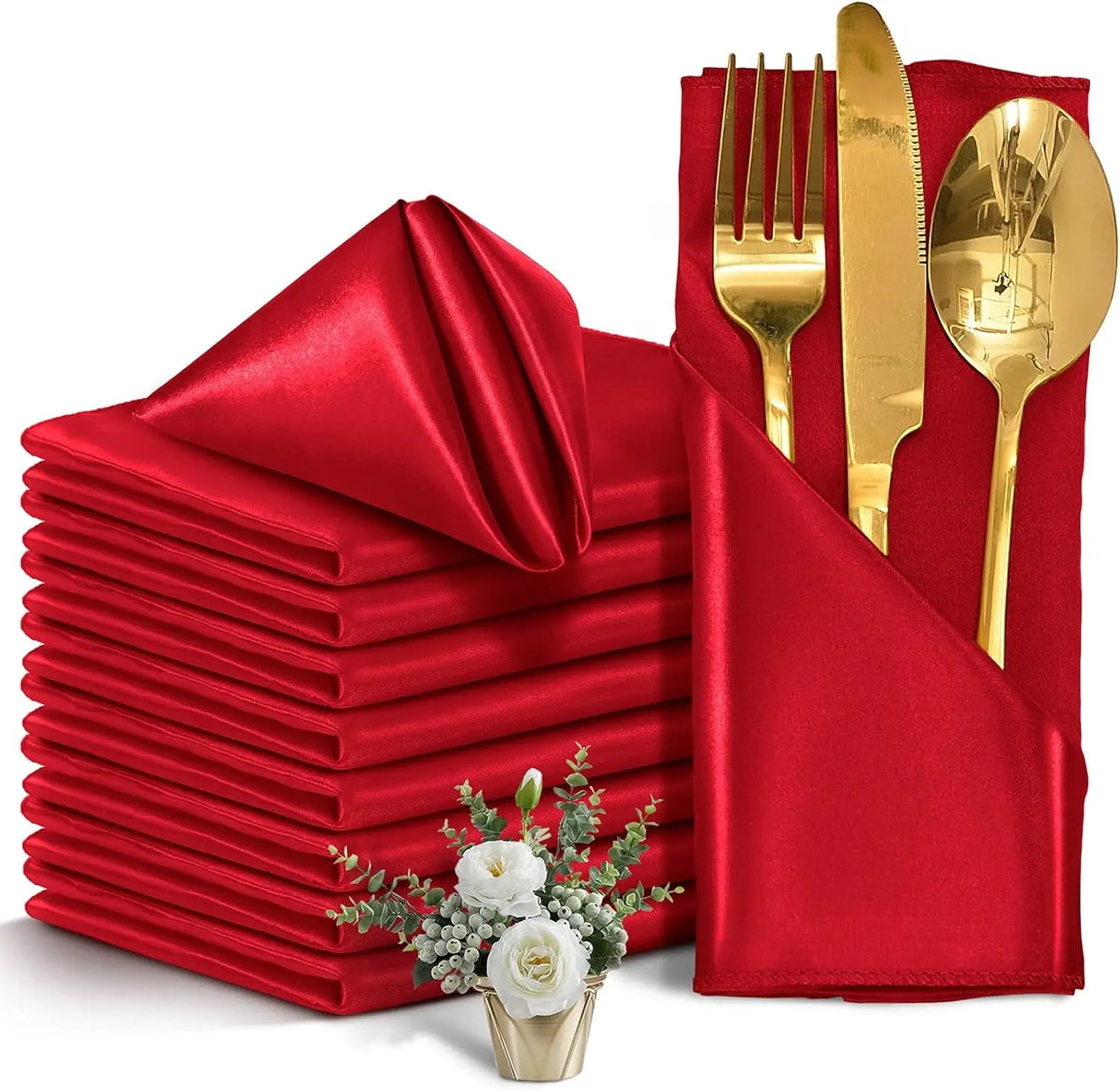 Satin Dinner Napkins 30x30cm — Wedding and Party Table Decoration (Pack of 24)